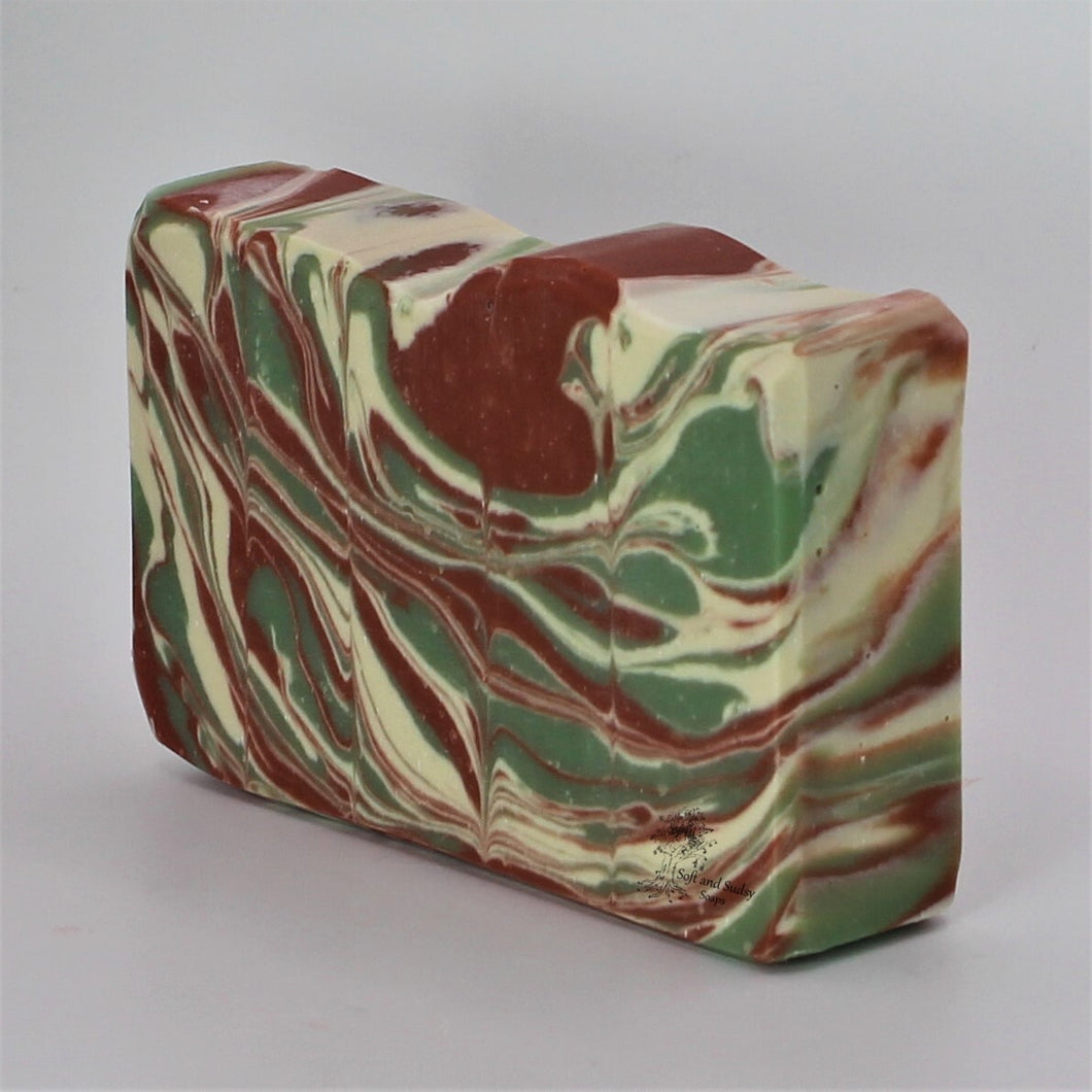 soap swirled with red and green 